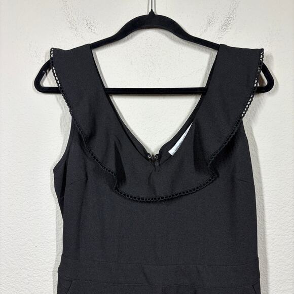 Cupcakes and Cashmere 2 Lima Jumpsuit Black Crocheted Neckline Side Pockets - Picture 4 of 10